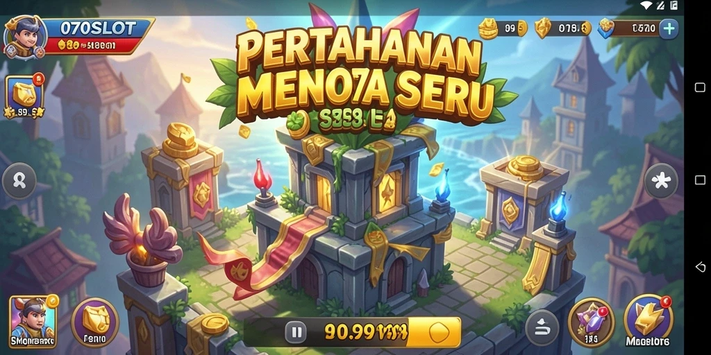 Tampilan menarik dari gameplay <strong>070SLOT</strong> saat melindungi menara dari serangan musuh.
