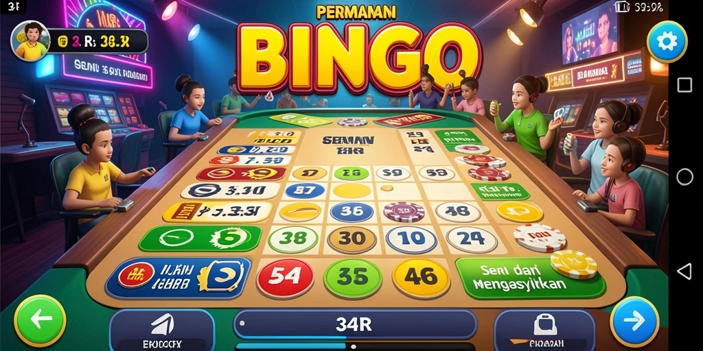 Gameplay Bingo seru di 34R dengan kartu penuh warna.