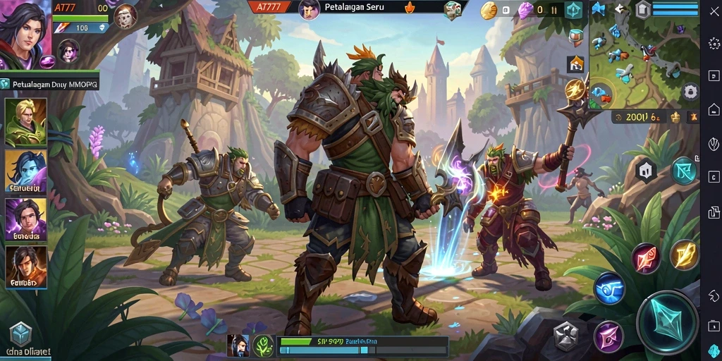 Screenshot gameplay <strong>AT777</strong> menampilkan pertarungan epik di dunia MMORPG.