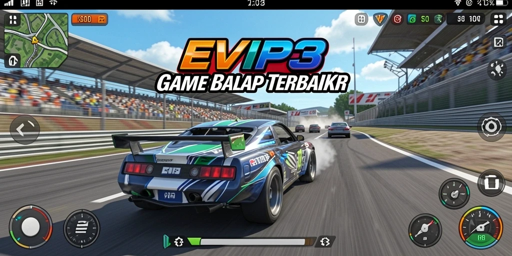 Tampilan gameplay Racing yang mendebarkan dan realistis di EVIP3.