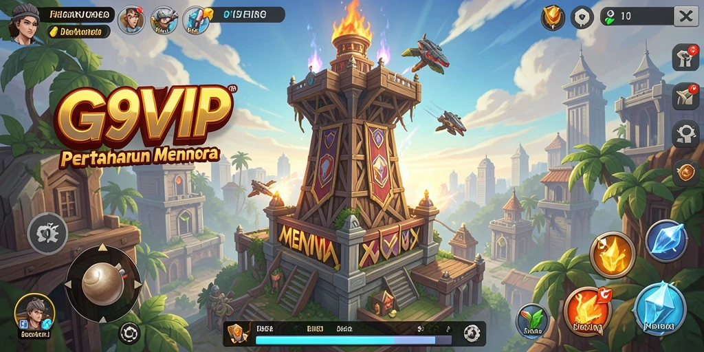 Tampilan gameplay G9VIP yang menarik dalam pertarungan Tower Defense.