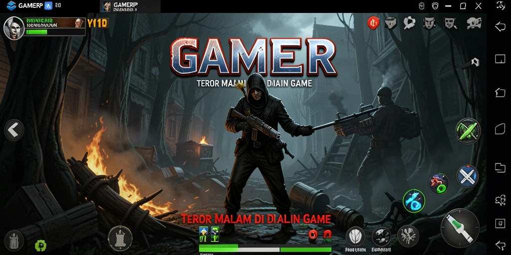 Screenshot gameplay GAMERP memperlihatkan suasana seram yang mencekam.