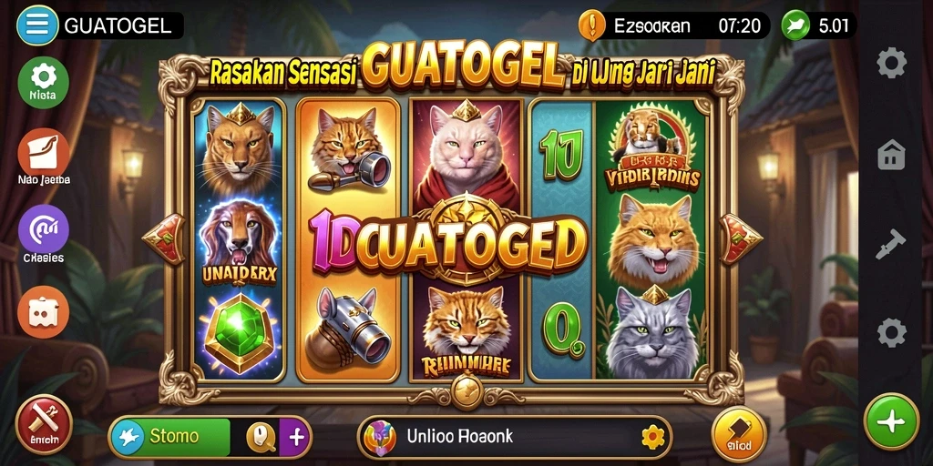 Tangkapan layar gameplay GUATOGEL menunjukkan antarmuka Slot yang menarik dan dinamis.