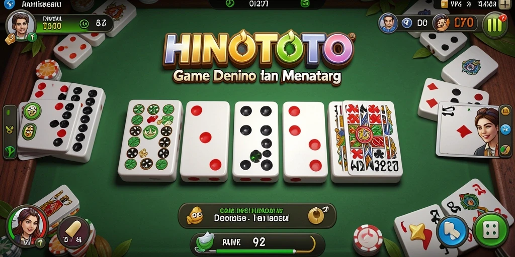 Tampilan gameplay seru di HINOTOTO dengan pemain menikmati Domino.
