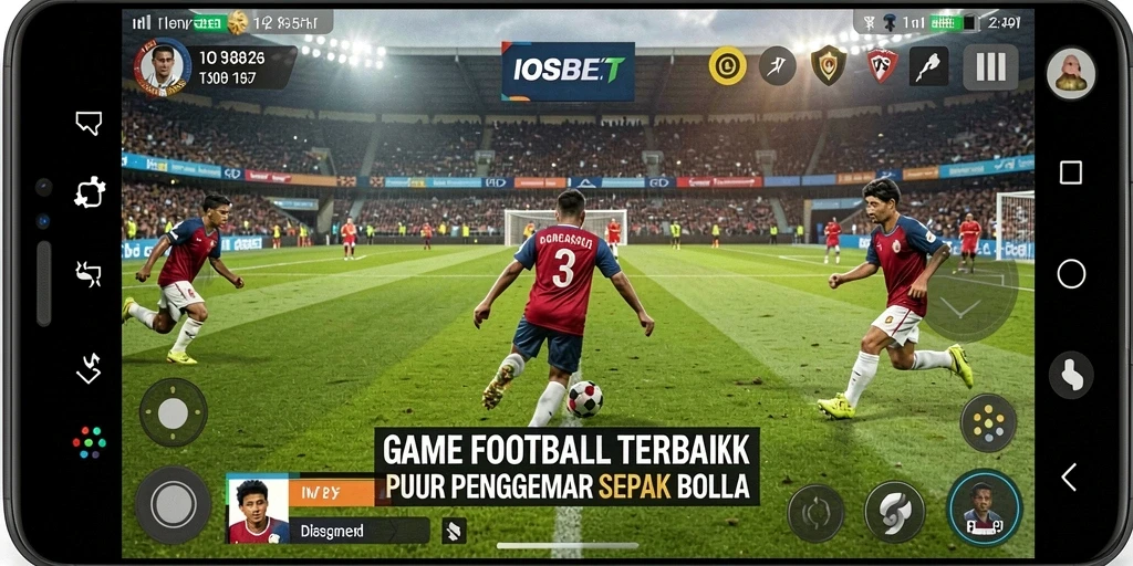 Tampilan gameplay mendebarkan di IOSBET dengan aksi sepak bola.