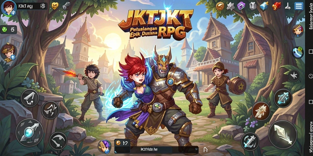 Tampilan gameplay JKTJKT yang penuh aksi dan petualangan RPG.
