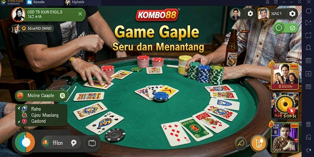 Gameplay menarik dalam aplikasi KOMBO88 yang menampilkan Gaple.