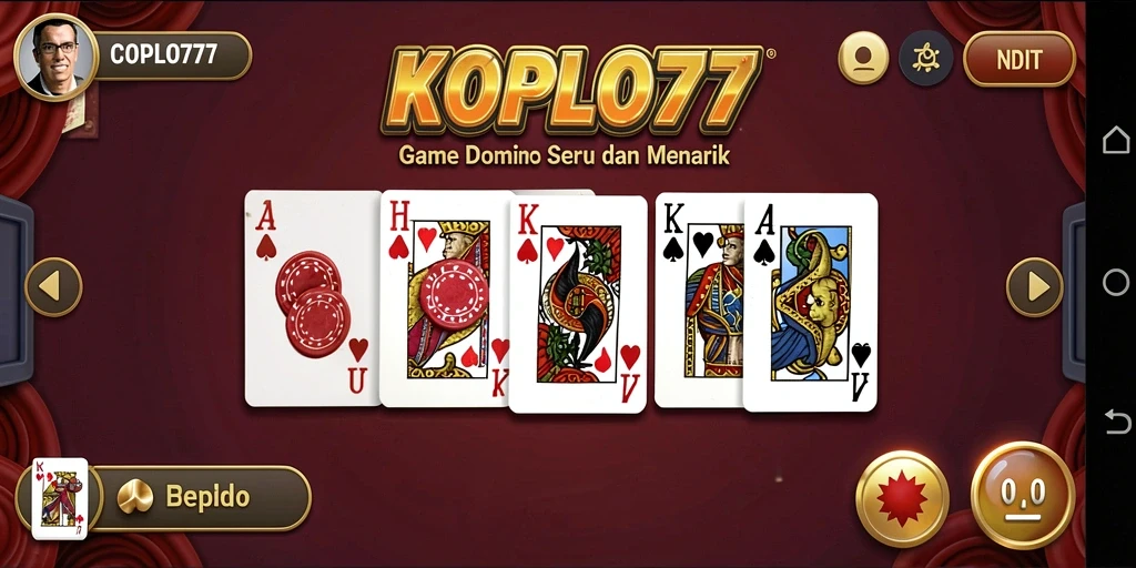 Tangkapan layar utama gameplay KOPLO77 yang menampilkan keseruan permainan Domino.