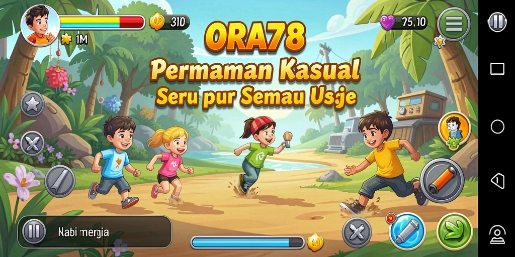 Tampilan utama gameplay ORA78 yang mengasyikkan dan penuh warna.