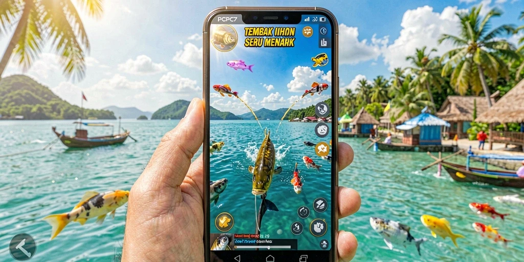 Screenshot permainan Tembak Ikan yang menampilkan aksi seru menangkap ikan.