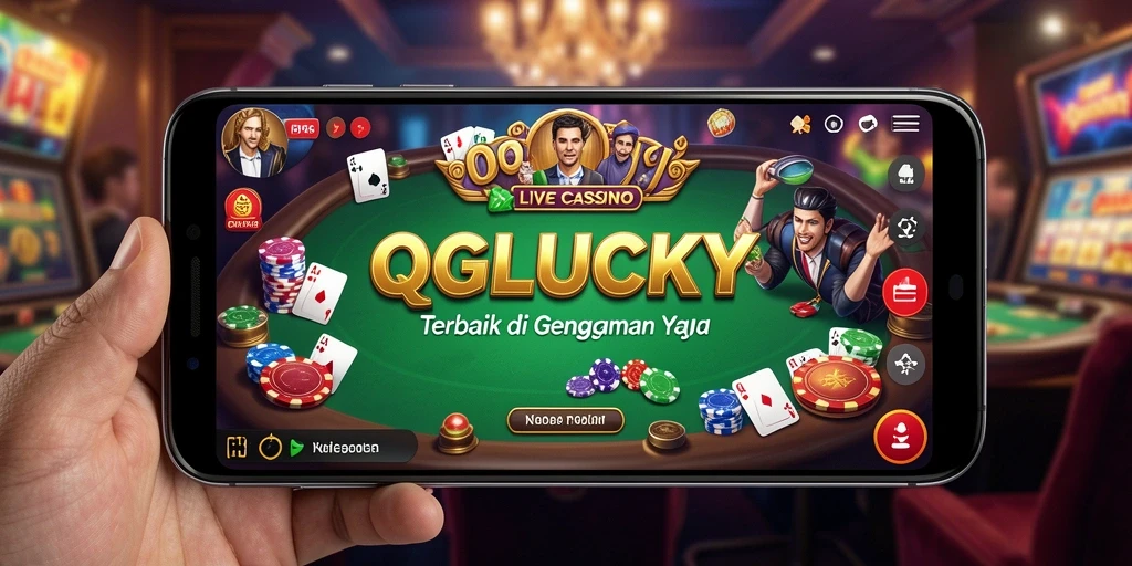 Screenshot QGLUCKY menunjukkan dealer profesional dan gameplay yang mendebarkan dalam Live Casino.