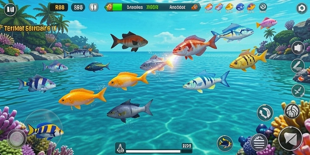 Gameplay RK88 yang seru menembak ikan di lautan.