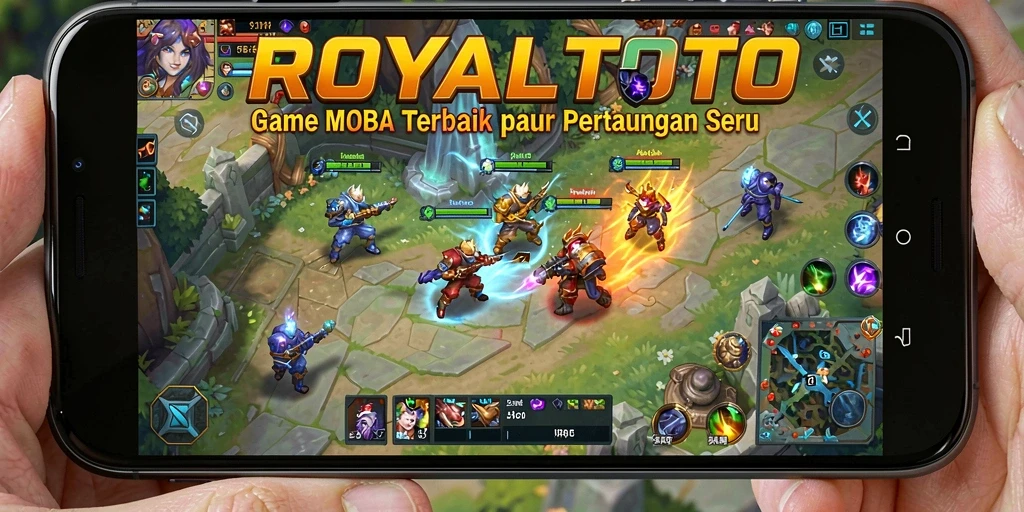 Tampilan layar permainan MOBA yang seru dan mendebarkan.