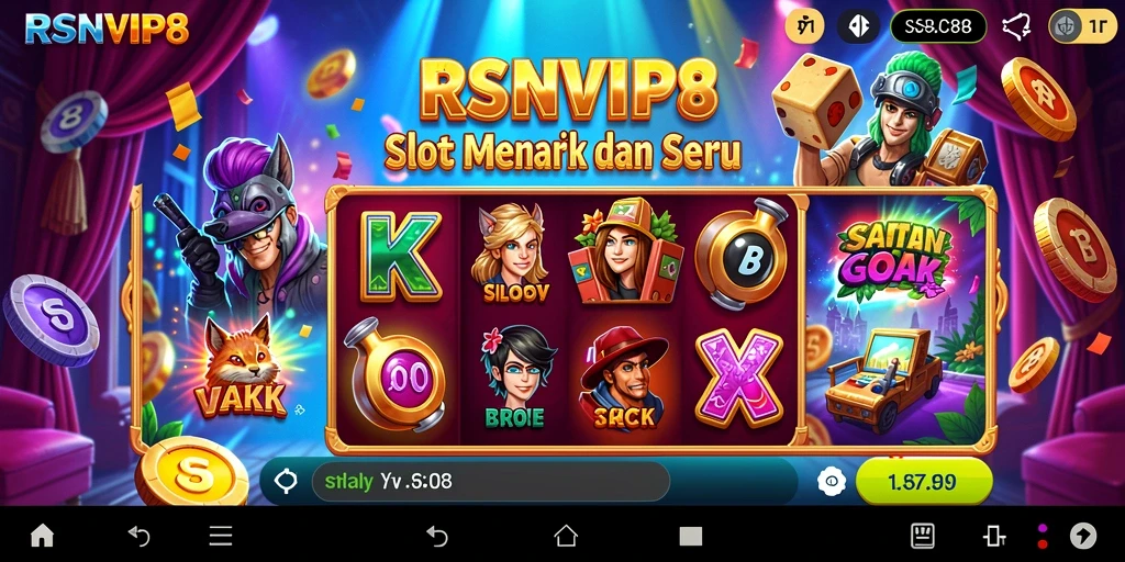 Screenshot gameplay RSNVIP8 menampilkan suasana slot yang seru dan visual yang menarik.