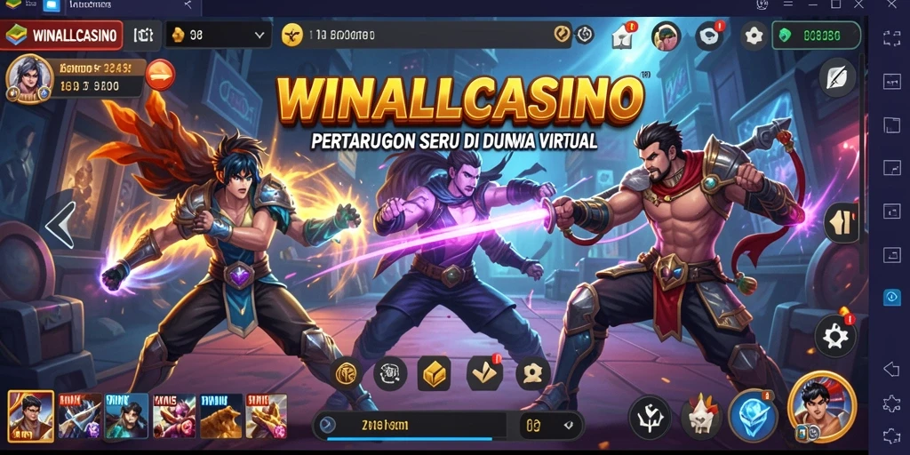 Screenshot gameplay <strong>WINALLCASINO</strong> menampilkan aksi pertarungan yang penuh dengan efek spesial.