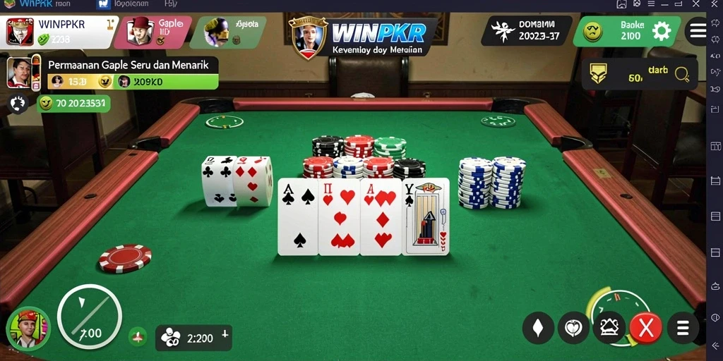 Screenshot gameplay Gaple menampilkan dialog antar pemain.