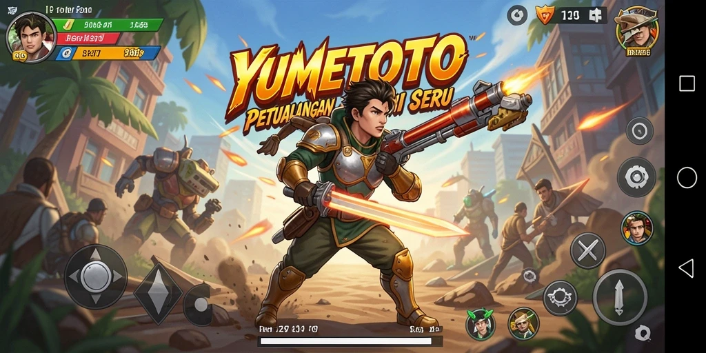 Screenshot YUMETOTO menampilkan aksi seru dalam pertempuran.